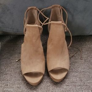 Sexy strappy tan heels